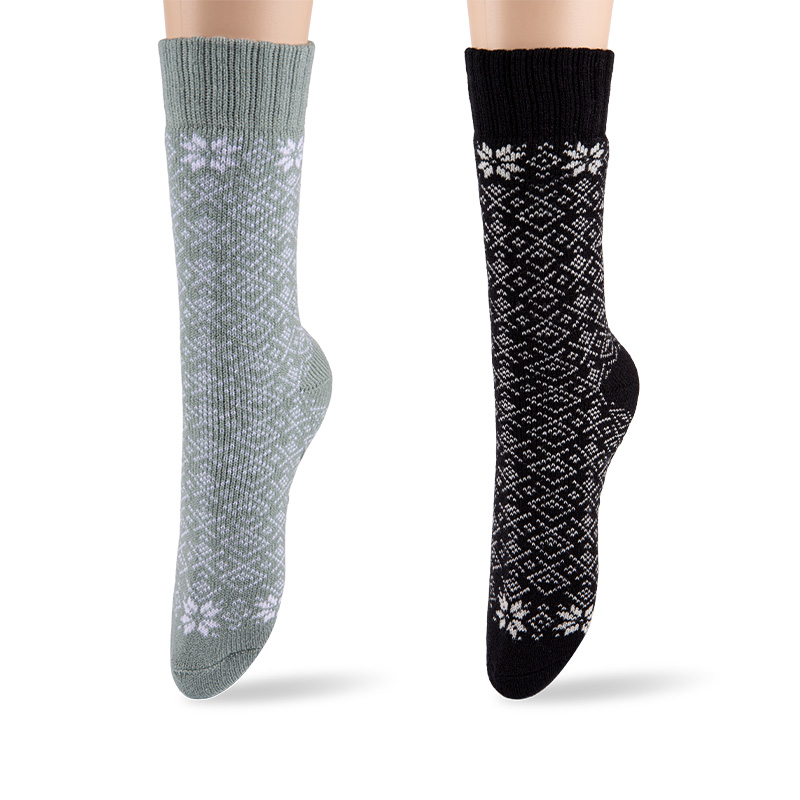 RZ157 Nordic Geometric Snowflake Матовые акриловые женские носки с термофиксатором