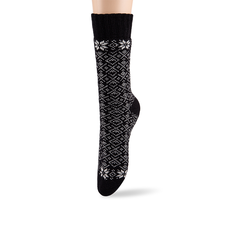 RZ157 Nordic Geometric Snowflake Матовые акриловые женские носки с термофиксатором