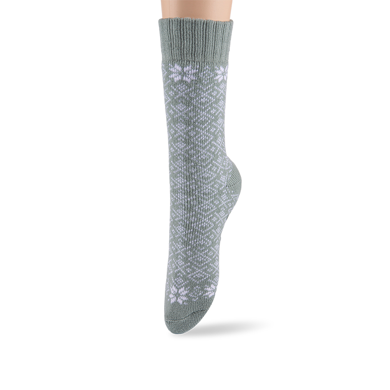 RZ157 Nordic Geometric Snowflake Матовые акриловые женские носки с термофиксатором