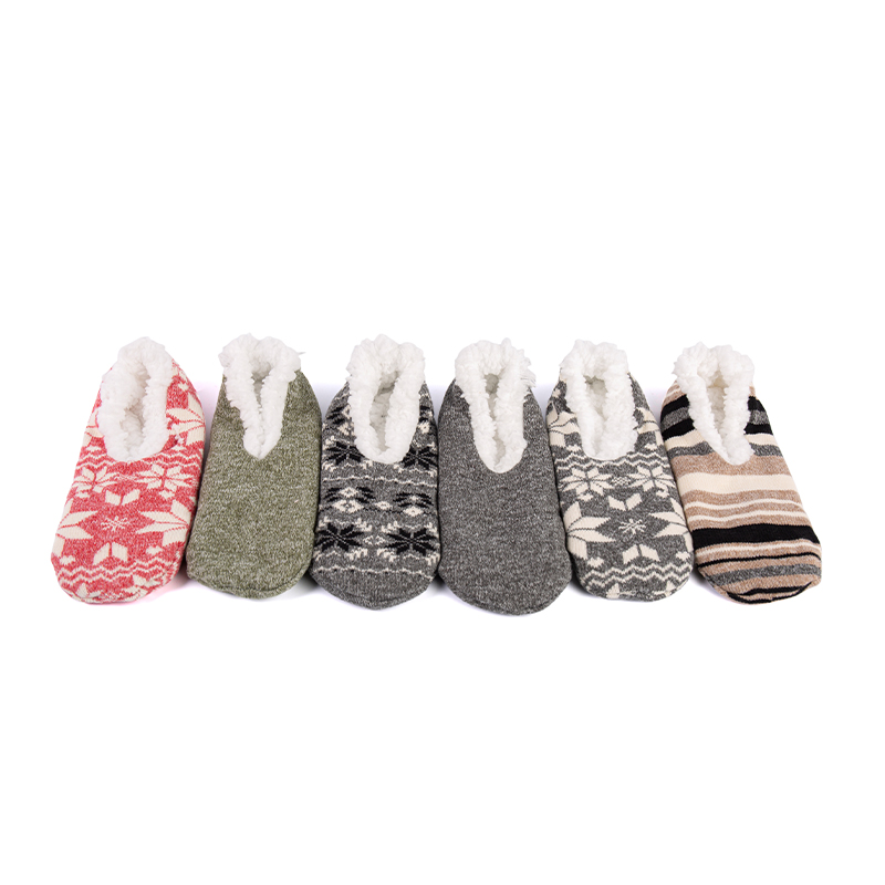 RZ134 Morandi Color Snowflake Pattern, полосатые и однотонные домашние вязаные тапочки